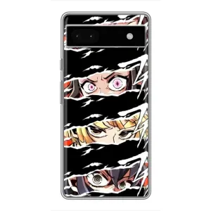 Силиконовые чехлы с глазами Anime для Гугул Пиксель 6а (Глаза на чорном)