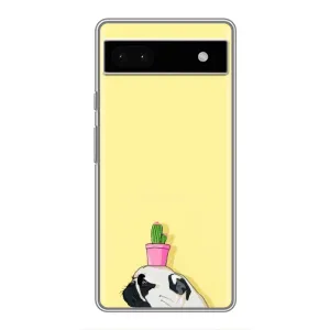 Бампер для Google Pixel 6a с картинкой "Песики" (Кактус на голове)