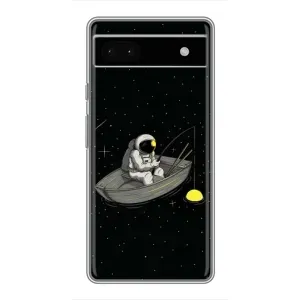 Силиконовый Чехол с принтом "Космонавты" на Google Pixel 6a (Космонавт на рыбалке)