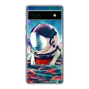 Силиконовый Чехол с принтом "Космонавты" на Google Pixel 6a (Космонавт в воде)