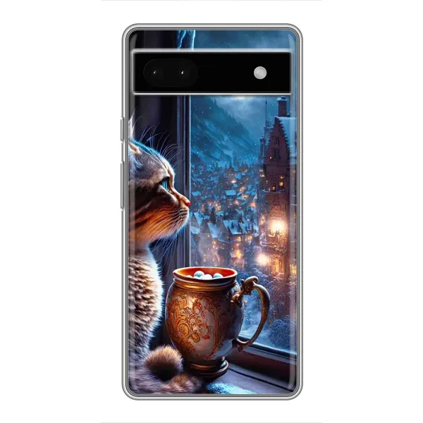 Чехол с рисунком «Кот новогодний» для Google Pixel 6a