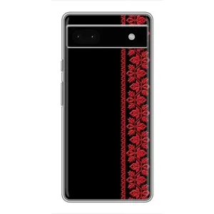 Силиконовый Чехол на Google Pixel 6a (Красная Вышиванка)
