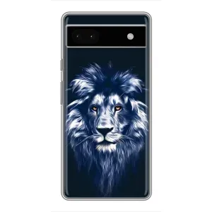 Чехол с картинкой на Google Pixel 6a (Лев - синий)