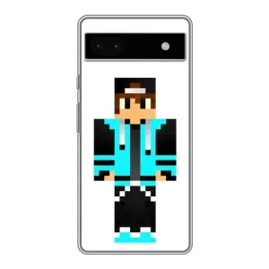 Чохли для Google Pixel 6a (Персонажі МайнКрафт) (Хлопчик у блакитному)