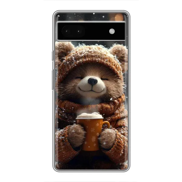 Чехол с рисунком «Медвежонок с кофе» для Google Pixel 6a