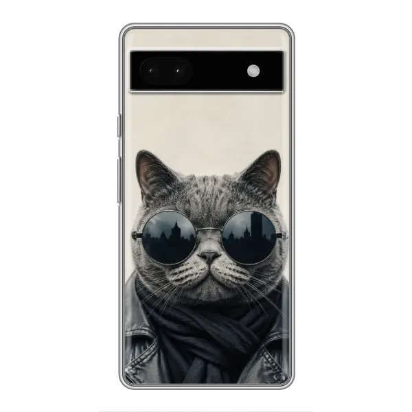 Чехол с рисунком «Модный кот» для Google Pixel 6a Чехол с рисунком «Модный кот» для Google Pixel 6a