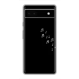 Чехол с картинками на черном фоне для Google Pixel 6a (Ноты)
