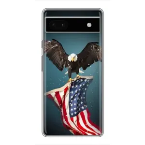 Чехол Флаг USA для Google Pixel 6a (Орел и флаг)