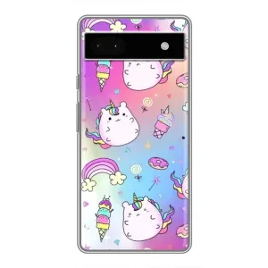 Чехол Unicorn на Google Pixel 6a (Радуга и Единорог)