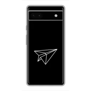 Чехол с картинками на черном фоне для Google Pixel 6a (Самолетик)