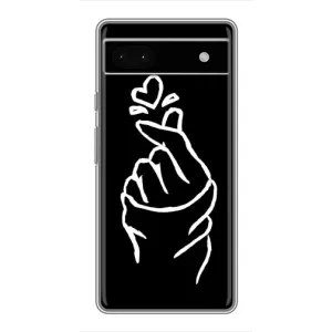 Чехлы (Знак сердечка) на Google Pixel 6a (Сердце на черном)