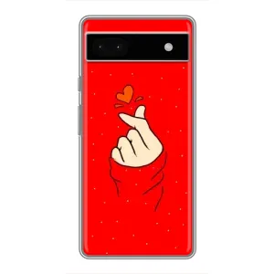 Чехлы (Знак сердечка) на Google Pixel 6a (Сердце на красном)