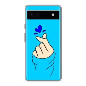Чехлы (Знак сердечка) на Google Pixel 6a (Сердце на синем)