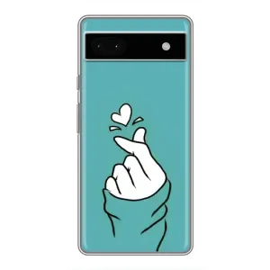 Чехлы (Знак сердечка) на Google Pixel 6a (Сердечко на бирюзовом)