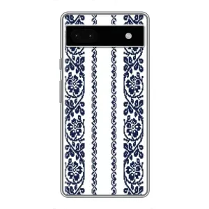 Силиконовый Чехол на Google Pixel 6a с картинкой Вышиванки (Синяя вышиванка)