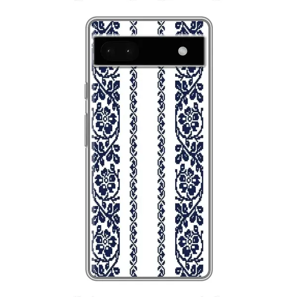 Чехол с рисунком «Синяя вышиванка» для Google Pixel 6a Чехол с рисунком «Синяя вышиванка» для Google Pixel 6a