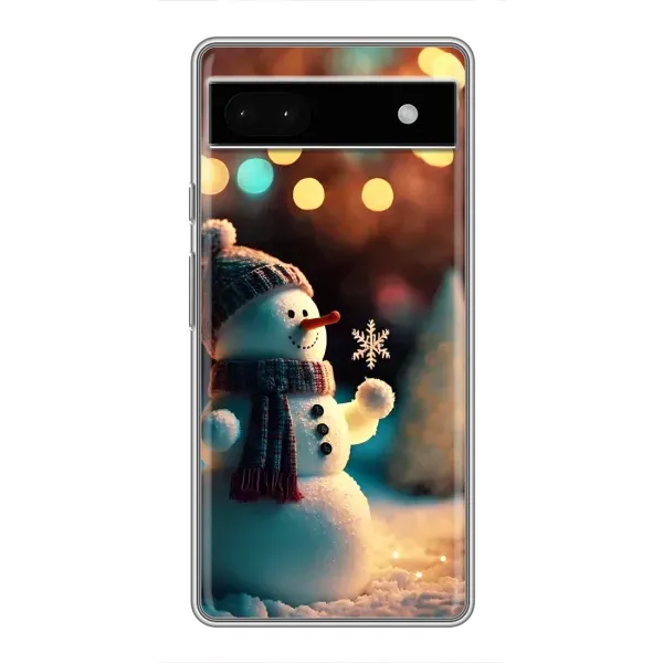Чехол с рисунком «Снеговик праздничный» для Google Pixel 6a