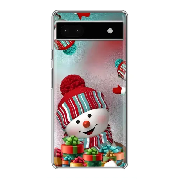 Чехол с рисунком «Снеговик в шапке» для Google Pixel 6a