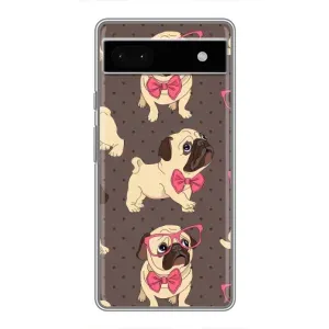 Чехол (ТПУ) Милые собачки для Google Pixel 6a (Собачки Мопсики)