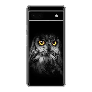 Чехлы с принтом СОВЫ для Google Pixel 6a (Сова на чёрном)
