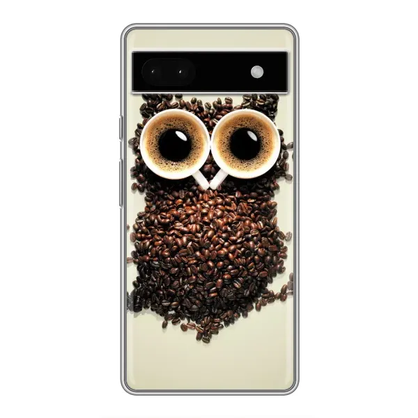 Чехол с рисунком «Сова с зерен кофе» для Google Pixel 6a Чехол с рисунком «Сова с зерен кофе» для Google Pixel 6a