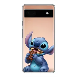 Чехол с рисунком Стич для Google Pixel 6a (Стич с шоколадом)