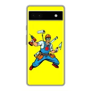 Силиконовый бампер (Работники) на Google Pixel 6a (Строитель)
