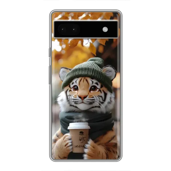 Чехол с рисунком «Тигр с кофе» для Google Pixel 6a