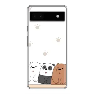 Чехлы с изображением разных животных для Google Pixel 6a (Удивленные медвеженки)
