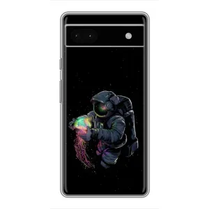 Силиконовый Чехол с принтом "Космонавты" на Google Pixel 6a (В руках земля)
