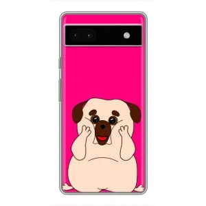 Чехол (ТПУ) Милые собачки для Google Pixel 6a (Веселый Мопсик)