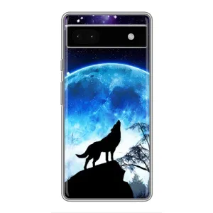 Чехол с Волком на Google Pixel 6a (Воет на луну)