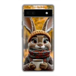 Печатный чехол «Зверята с кофе» для Google Pixel 6a (Зайчик с кофе)