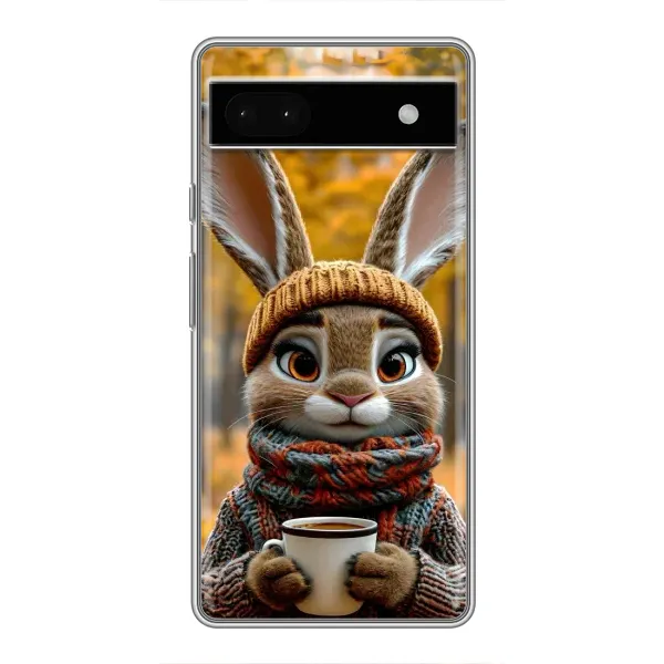 Чехол с рисунком «Зайчик с кофе» для Google Pixel 6a