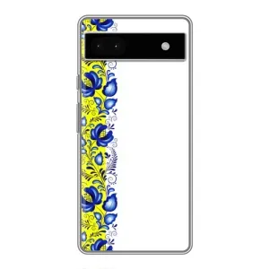Силиконовый Чехол на Google Pixel 6a с картинкой Вышиванки (Желто-синяя вышиванка)