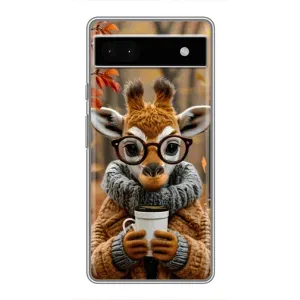 Печатный чехол «Зверята с кофе» для Google Pixel 6a (Жираф с кофе)
