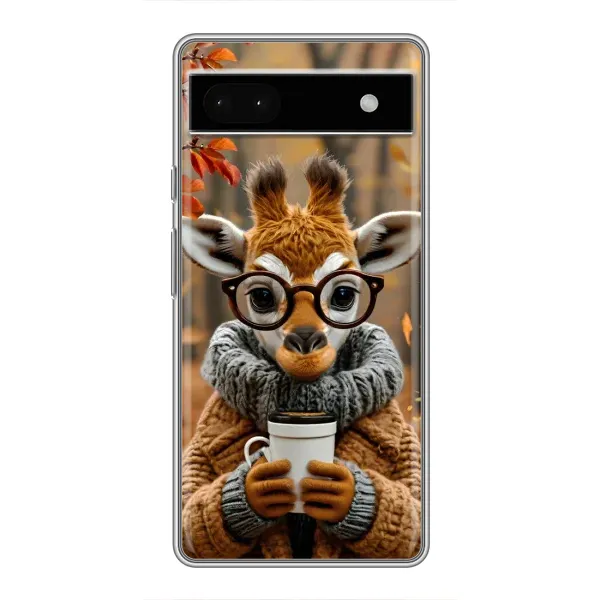 Чехол с рисунком «Жираф с кофе» для Google Pixel 6a