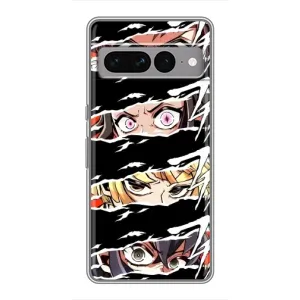 Силиконовые чехлы с глазами Anime для Гугул Пиксель 7 Про (Глаза на чорном)