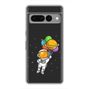 Силиконовый Чехол с принтом "Космонавты" на Google Pixel 7 Pro (Космонавт с шариками)