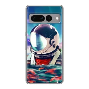 Силиконовый Чехол с принтом "Космонавты" на Google Pixel 7 Pro (Космонавт в воде)