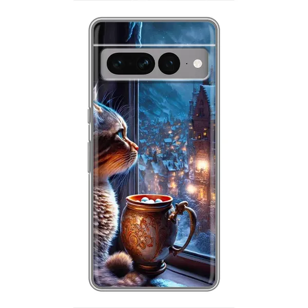 Чехол с рисунком «Кот новогодний» для Google Pixel 7 Pro