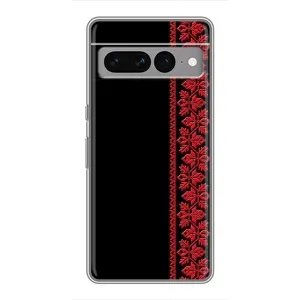 Силиконовый Чехол на Google Pixel 7 Pro (Красная Вышиванка)