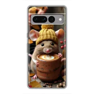 Печатный чехол «Зверята с кофе» для Google Pixel 7 Pro (Мышка с кофе)
