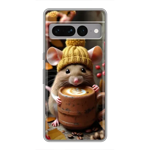 Чохол з малюнком «Мишка з кавою» для Google Pixel 7 Pro Чохол з малюнком «Мишка з кавою» для Google Pixel 7 Pro