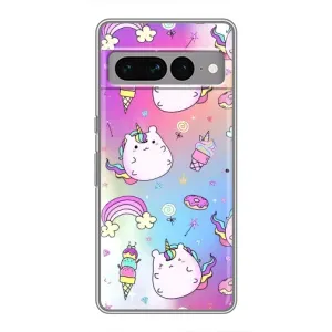 Чехол Unicorn на Google Pixel 7 Pro (Радуга и Единорог)