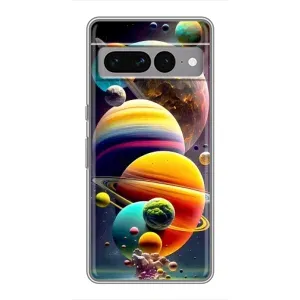 Чехол (ТПУ) с планетами на Google Pixel 7 Pro (Солнечна система)