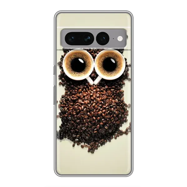 Чехол с рисунком «Сова с зерен кофе» для Google Pixel 7 Pro Чехол с рисунком «Сова с зерен кофе» для Google Pixel 7 Pro