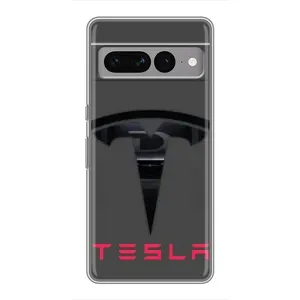 Силіконовий бампер з картинкою машини на Google Pixel 7 Pro (Logo TESLA)