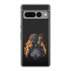 Силиконовый чехол с картинкой "Герой Pubg" на Google Pixel 7 Pro (В огне)