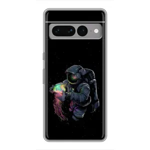 Силиконовый Чехол с принтом "Космонавты" на Google Pixel 7 Pro (В руках земля)